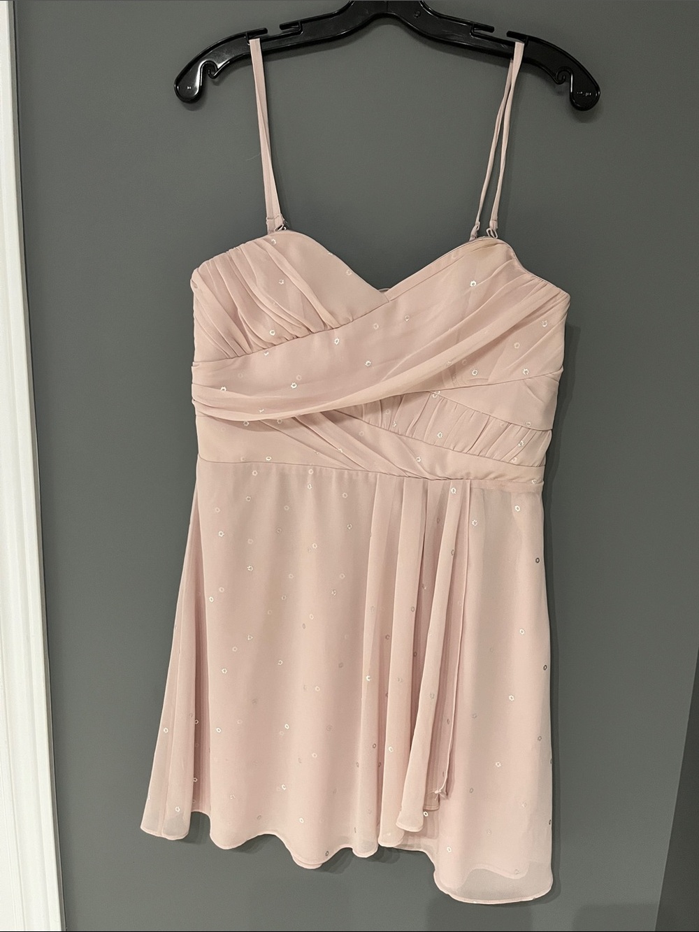 Express Blush Pink Chiffon Sequin-Embellished Slip Dress